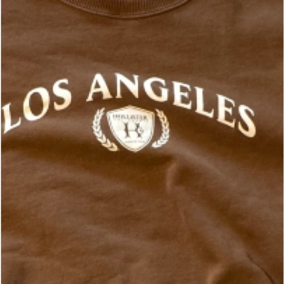 Hollister Los Angeles Crewneck Sweatshirt Brown Oversized Y2K Preppy Size M - Picture 2 of 7